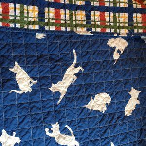 Twin Plow & Hearth bedspread & pillow cover w CATS